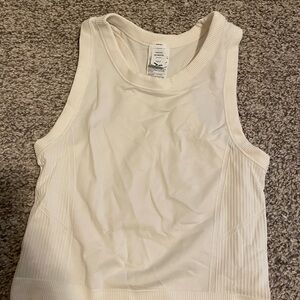 White Sleeveless Ribbed Top